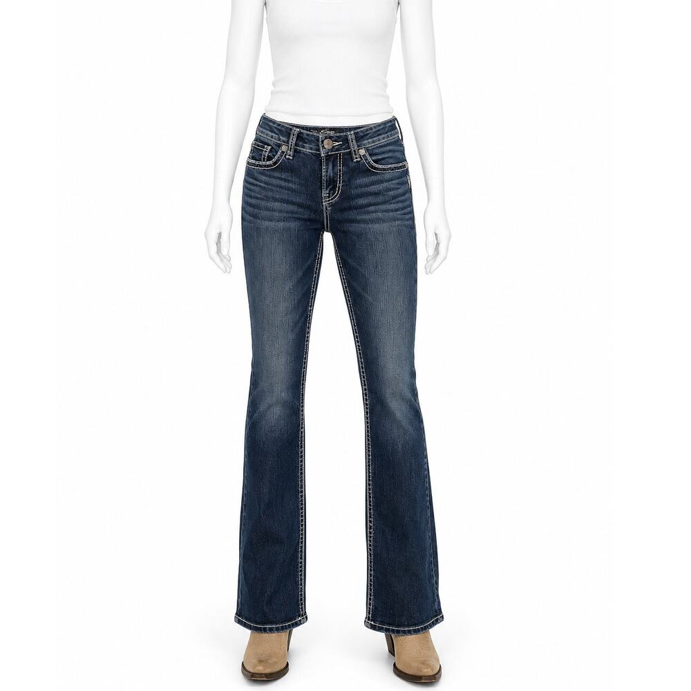 Silver Jeans Suki Womens 27x33 High Rise Slim Bootcut Dark Wash Western Denim